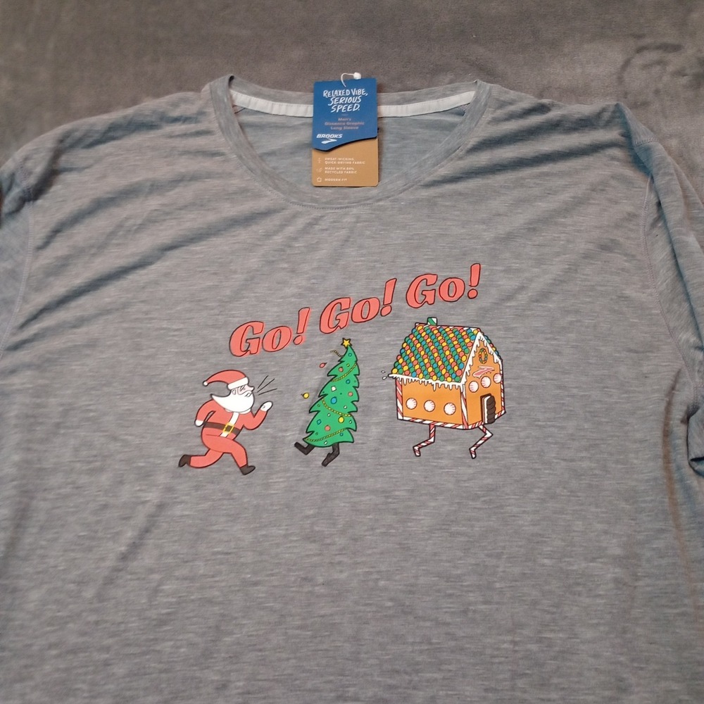 Brooks Women's Run Merry Shirt‎ Long Sleeves Christmas Holiday Active Size XXL